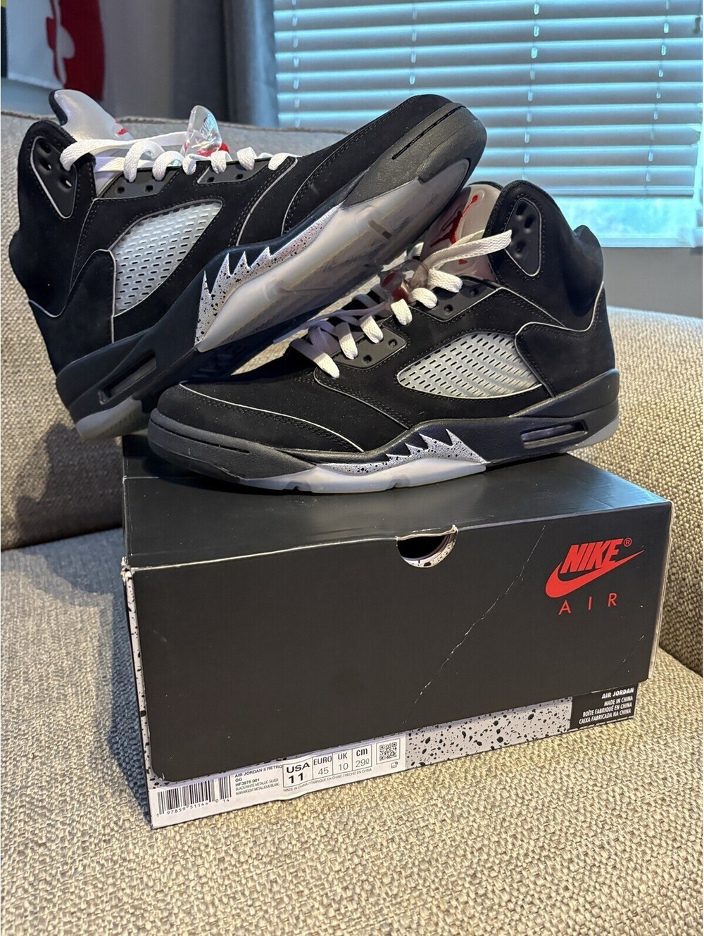 Size 11 - Air Jordan 5 Retro OG Black Metallic Reimagined - Worn 4 Times!